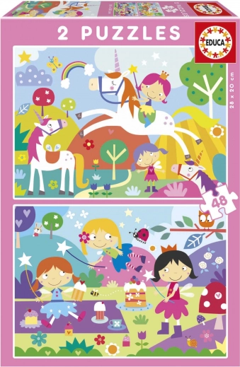 Unikornisok és tündérek puzzle 2×48 darab