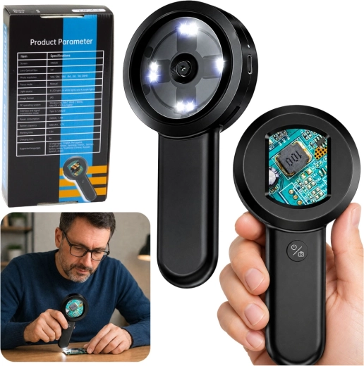Hordozható digitális kézi mikroszkóp IPS kijelzővel és 8× LED-del (100×)