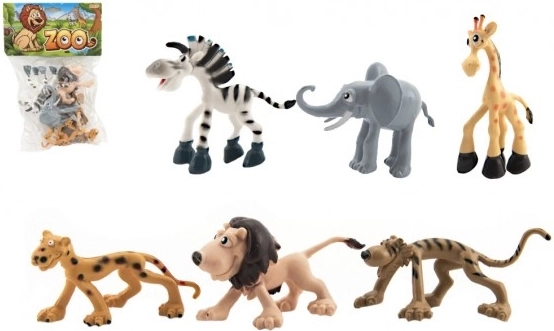 Vidám safari állatkák ZOO, műanyag készlet 6 db (9–10 cm)
