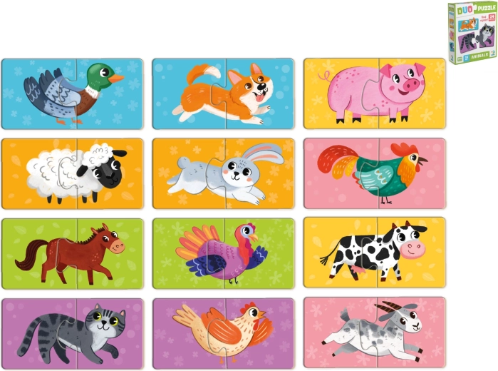 Gyermek állatos puzzle dobozban (24 darab, 12 kép) 18 hónapos kortól
