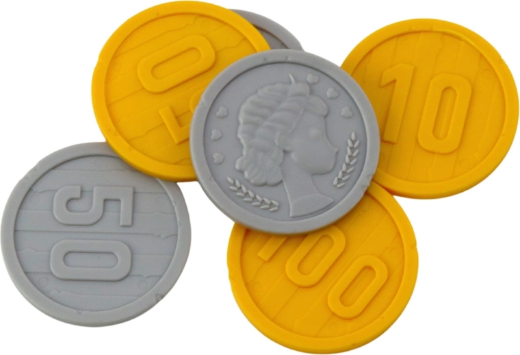 Érmék és kiegészítők boltos és kincskereső játékokhoz