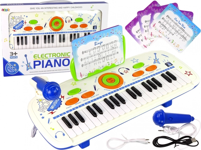 Elektromos zongorabillentyűzet gyerekeknek Blue USB MP3 kották