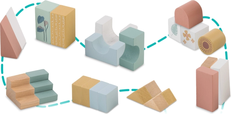 Kreatív építés 24 fa építőkockából