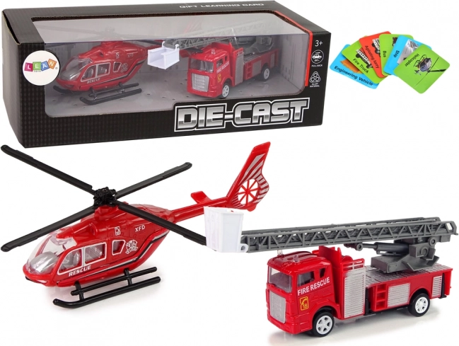 Játékkészlet Tűzoltóautók és helikopter
