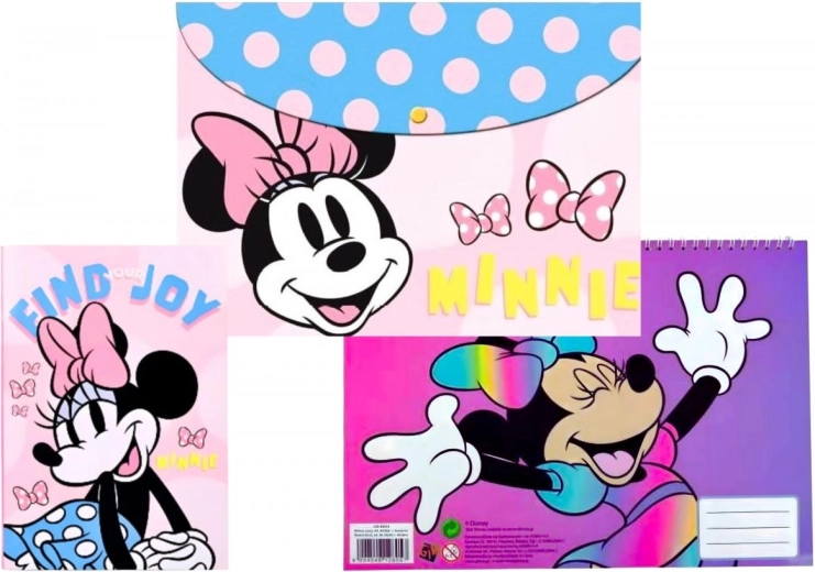 Disney Minnie jegyzetfüzet-, matrica-blokk- és mappa szett