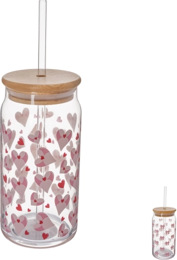 Pohár bambusz fedéllel és szívószállal 0,5 l (mix), 1 db
