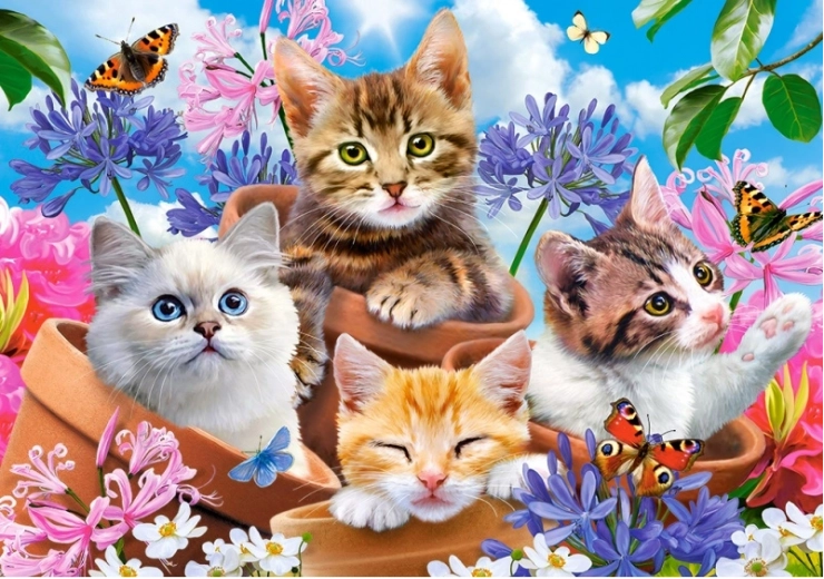500 darabos puzzle – Cicák virágokkal