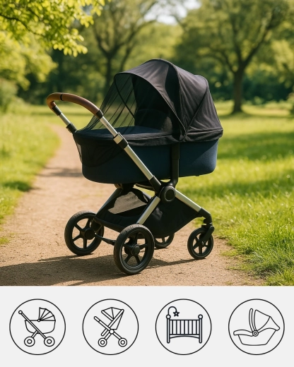 FreeON univerzális fekete szúnyogháló babakocsira