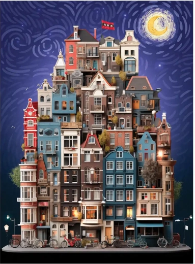 Puzzle Csillagos éj Amszterdamban 1000 darabos