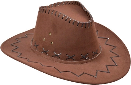 Barna cowboykalap velúrhatású utánzatból