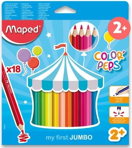 Háromszögletű Jumbo Color'Peps színesceruzák a Mapedtől, 18 db