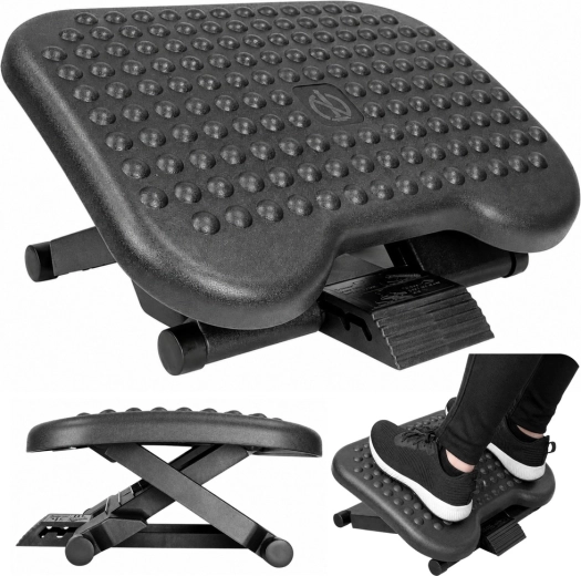 Ergonomikus asztal alá helyezhető lábtámasz bütykökkel, 3 szinten állítható