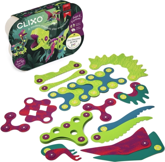 CLIXO Dino Discovery mágneses építőjáték 22 darabbal