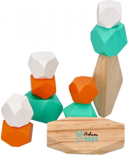 Színes fa rakásolható kövek Adam Toys