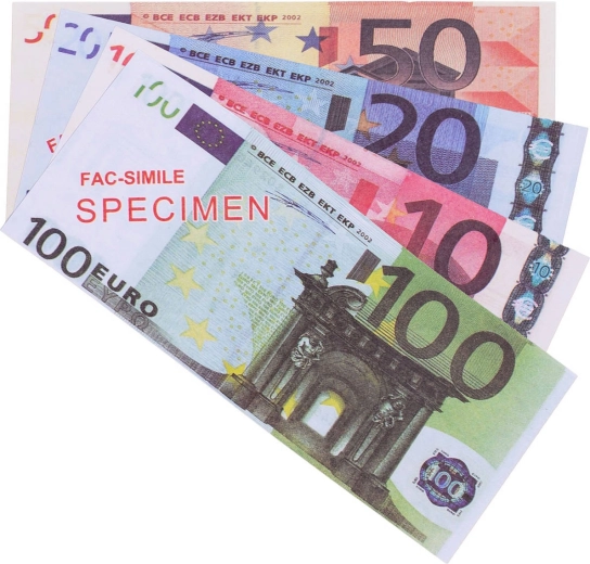 Euró bankjegyek boltos játékhoz