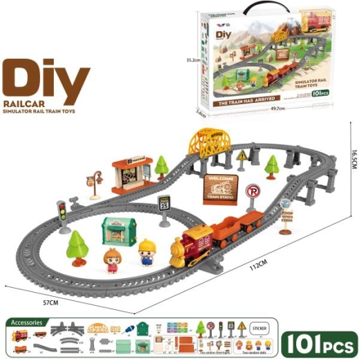 DIY Bo Railway gyermek vasúti pálya 101 darabbal