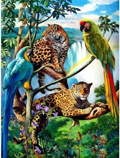 Norimpex gyémánt festés papagájok és leopárdok 30x40 cm