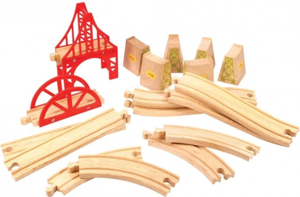 Bigjigs Rail 18 darabos fa vasúti hídkészlet