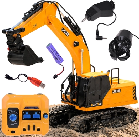 Távirányítós lánctalpas JCB kotrógép 3 cserélhető adapterrel – 1 db