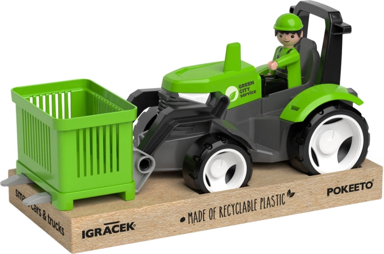 EFKO Igráček MultiGO zöld traktor villákkal, figurával és raklappal