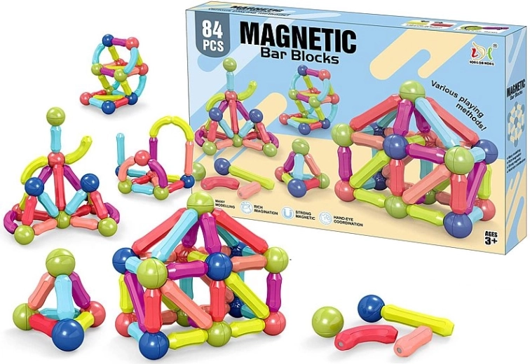 3D mágneses építőjáték – 84 darabos készlet