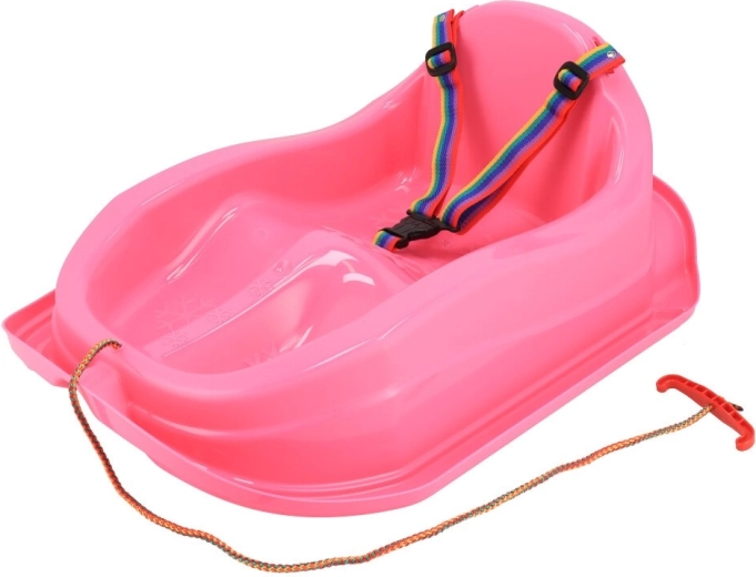 BABY MIX Mini műanyag szán háttámlával, rózsaszín