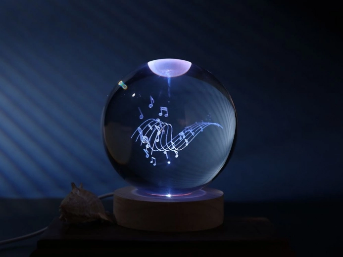 kristály gömb lámpácska zene 10 cm