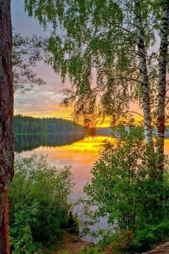 Gyémántfestés Naplemente a tó felett 30x40 cm