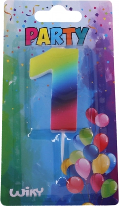 Partygyertya 1-es szám, szivárványos