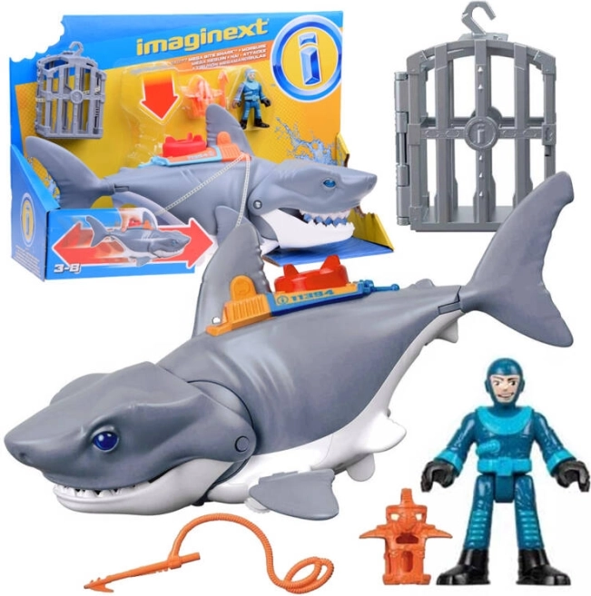 Mega támadó cápa Imaginext mozgatható állkapoccsal