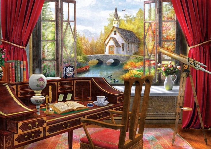 Puzzle ART PUZZLE Kilátás a dolgozószobából 500 darabos