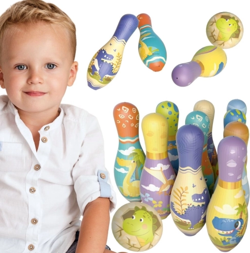 Puha gyermek bowling dinoszauruszokkal Woopie – 12 db