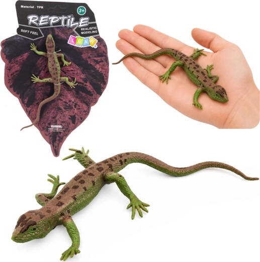 Realisztikus gumiból készült zöld gyík figura 15 cm