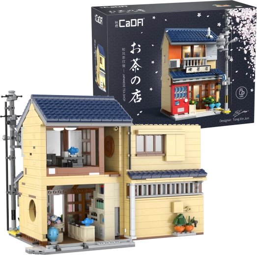 CaDA japán teaház építőkészlet LED világítással, 1200 darabos