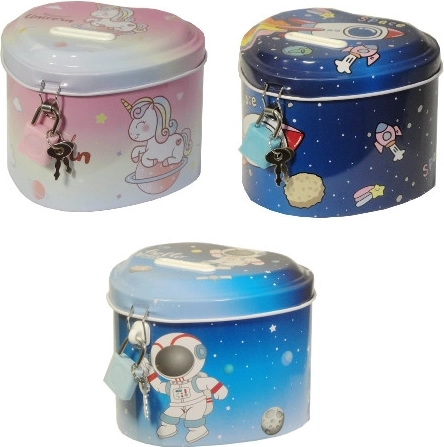 Gyermek szívalakú persely űrmotívummal