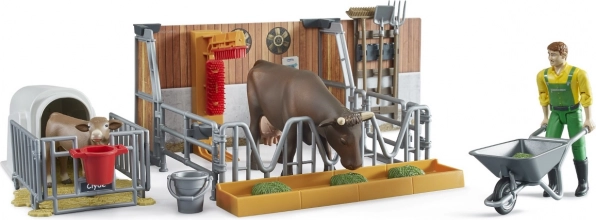 Tehénistálló figurákkal és kiegészítőkkel