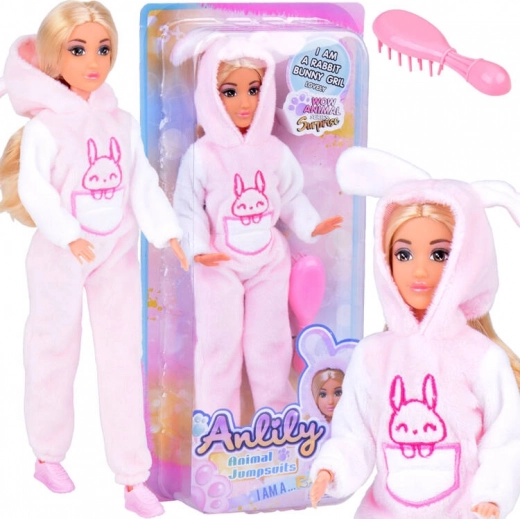 ANLILY baba nyuszis pizsamában hajkefével