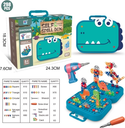 Csavarozható puzzle építőkészlet Dino 298 darab