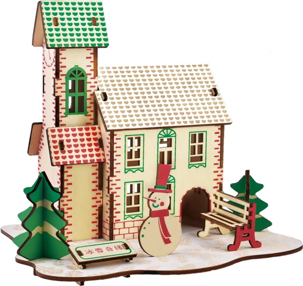 Woodcraft fa 3D puzzle téli ház