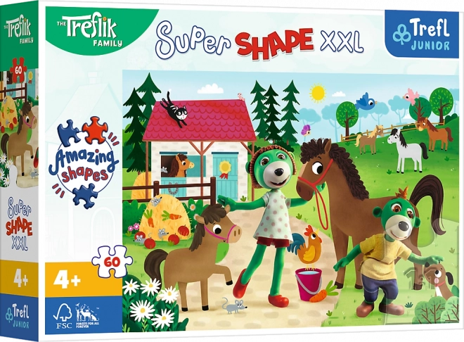 Puzzle Super Shape XXL TREFLÍKOK a lovas farmon 60 darab