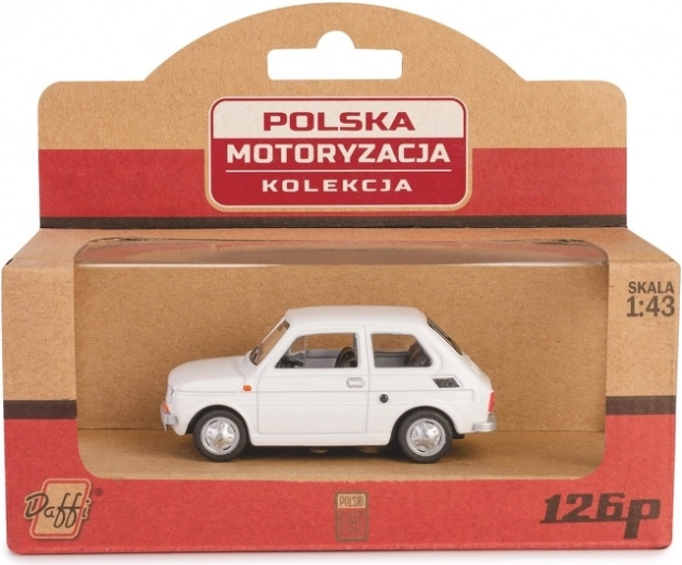 Fiat 126p PRL fém autómodell fehér színben, 1:43