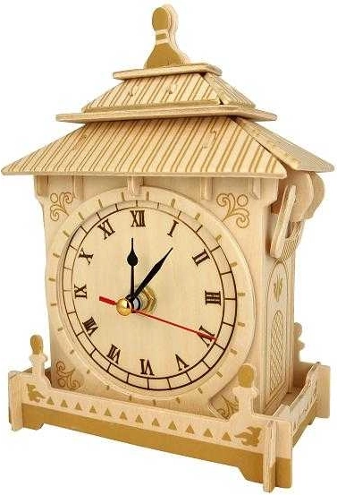 Woodcraft fa 3D puzzle óra működő óraszerkezettel