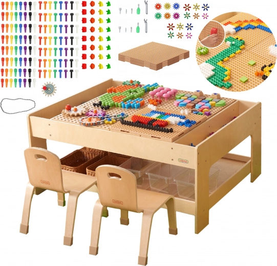 Masterkidz fa oktatóasztal STEM kiegészítőkkel és 563 építőkockával
