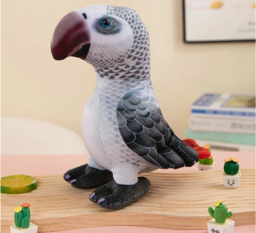 Plüss szürke papagáj 20 cm