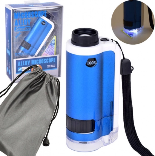 Zsebmikroszkóp gyerekeknek, 100×/250× nagyítással, fém