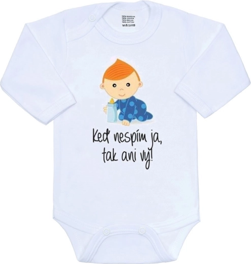 New Baby hosszú ujjú body felirattal: Ha én nem alszom, ti sem