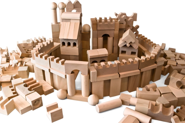 2Kids Toys természetes fa építőkockák XL, 220 darabos