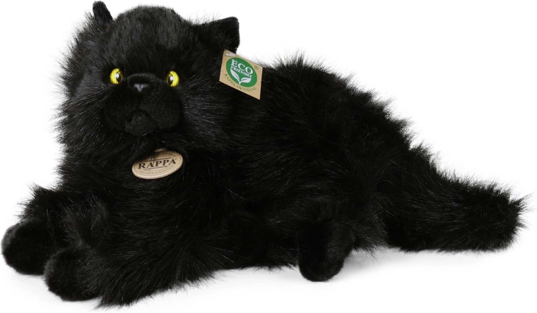 Rappa fekvő fekete plüssmacska, 30 cm, Eco-Friendly