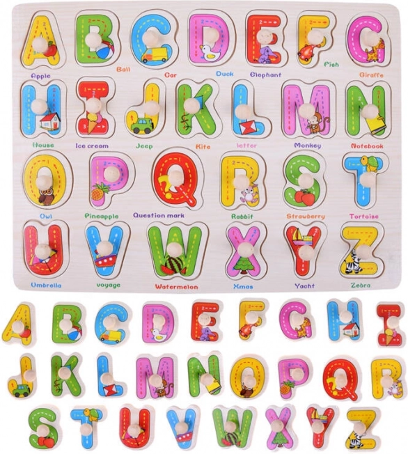 Fa ábécés puzzle 2 az 1-ben angol szavakkal