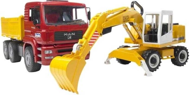 Dömper és kotrógép MAN és Liebherr a Bruder cégtől